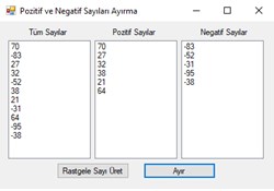 C# Form | Random Olarak Atılan Sayıları Pozitif ve Negatif Olarak Ayırma